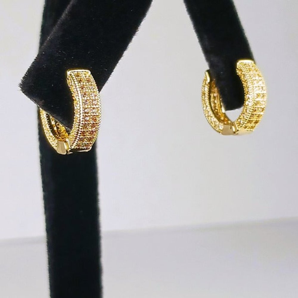 14K Gold 2ct Diamond Womens Small Hoop Earrings Ladies 14 K Silver Hoops Jewelry - Picture 8 of 8